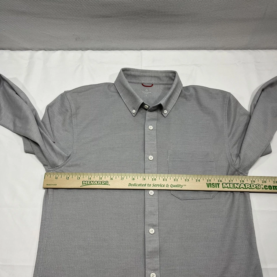 Western Rise Shirt Mens Small Gray Limitless Merino Wool Oxford Button Down Knit - Image 4 of 4