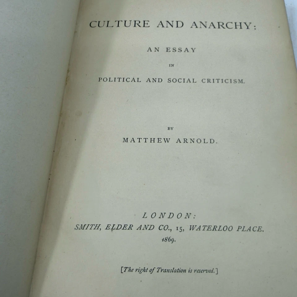 1869 1st Edition ✨ Ex Libris RODMAN WANAMAKER ✨ CULTURE & ANARCHY Matthew Arnold - Image 4 of 4
