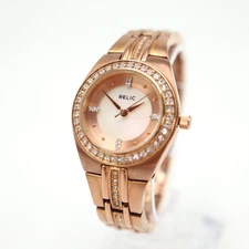 Relic by Fossil Women Watch Rose Gold Tone 26mm MOP Jewel Dial Bezel ZR11962