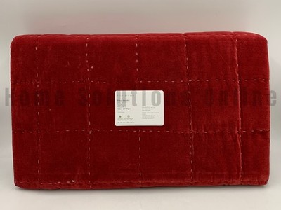 Pottery Barn Velvet Handcrafted Box Stitch Quilt Full Queen Ruby Red #U2041