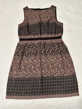 Loft Size L Mauve Black Floral Dress Lined