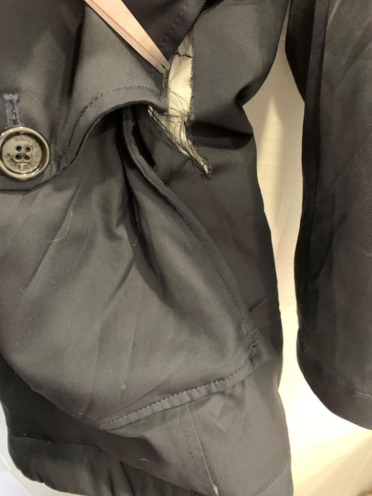 Hugo Boss  Down Parka Jacket Navy Blue Water Repellent Wind Resistant M/L  #195 thumbnail 13