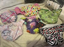 Homemade Cloth Diapers Lot Of 6 W/ Alva Baby Inserts. Elastic Is Good.