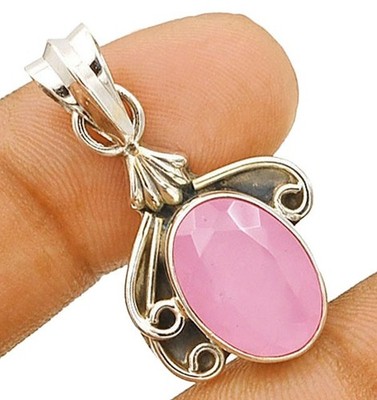Natürlicher facettierter Rosenquarz - Madagaskar 925 Sterling Silber Anhänger