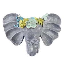 Sungmor Resin Wall Planters, Elephant Head Shape Fence Hanging Decor Flower Pots