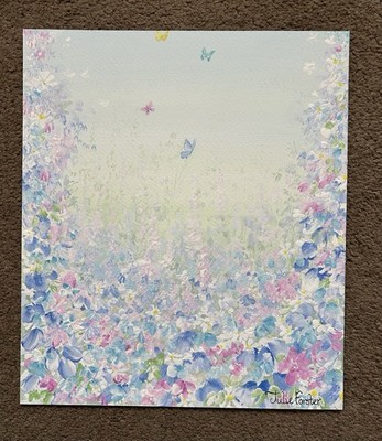 Bunte Blumen Ein Regenbogen aus Blumen Original Gemälde signiert von Julie Forster