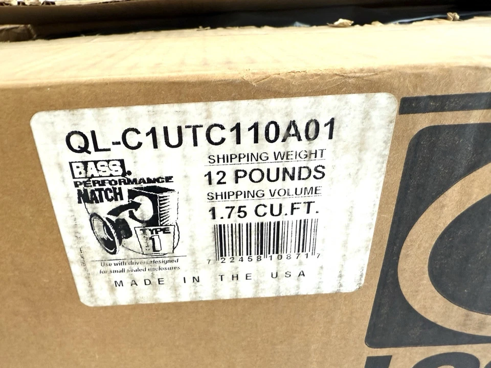 Q-Logic QL-C1UTC110A01 Single 10inch Subwoofer Enclosure NEW - Image 3 of 4
