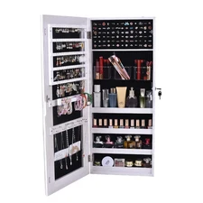 Jewelry Cabinet Whole Surface PVC Film Wall Hanging Door With Lock Jewelry