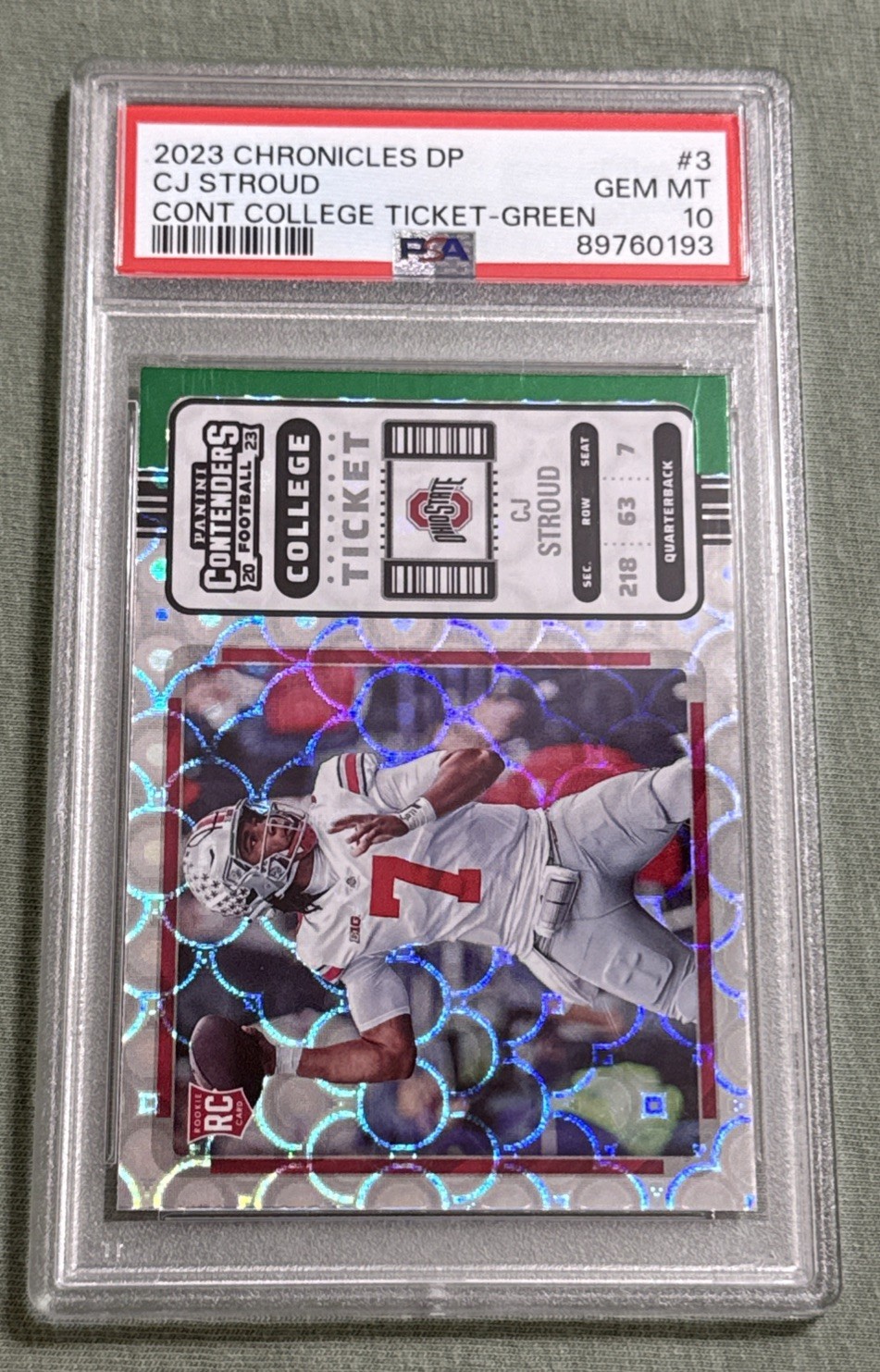 CJ Stroud Panini Chronicles Draft Picks Contenders College Ticket #3 Green