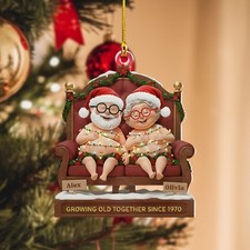 Personalized Funny Couple 2D Flat Ornament, Cute Christmas Keepsake for Partners
