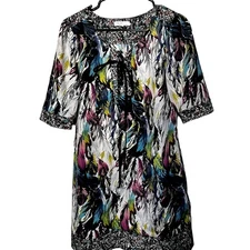 Love Fire Juniors Dress sz 9 colorful feather print mini sheath