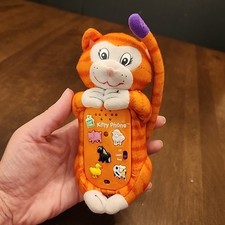 Leapfrog Vintage 1999 KITTY Phone Plush Toy Battery Sounds Leap Frog Orange Cat