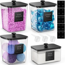 4 Pack Laundry Pods Container, Clear Laundry Room Organization Containers Ess...
