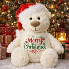 Personalised Christmas Cream Teddy Bear, baby gift, 1st xmas , kids