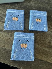 SOUTH PARK TOWELIE WALLET SET OF 3 BLUE TERRY CLOTH EMBROIDERED RARE