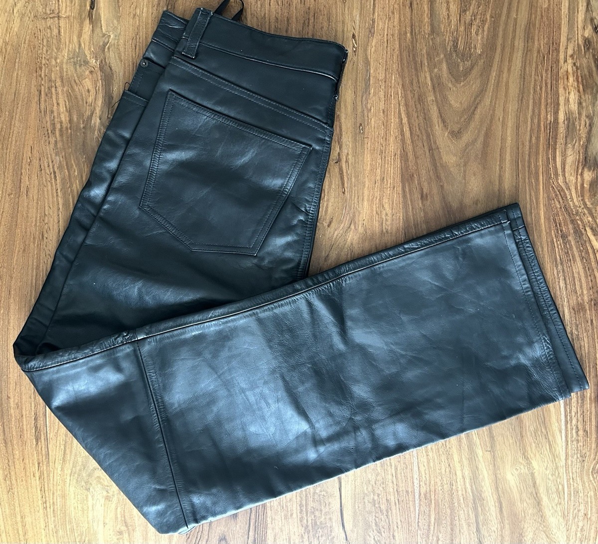 Vintage GAP Leather Pants Men's Boot Fit Motorcycle ~ Black ~ Size