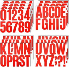 4 Inch Red Alphabet Number Stickers, Waterproof Vinyl for DIY Crafts