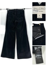 Anthropologie PILCRO Black corduroy Flare Pants Size 28X32 adjustment buckle