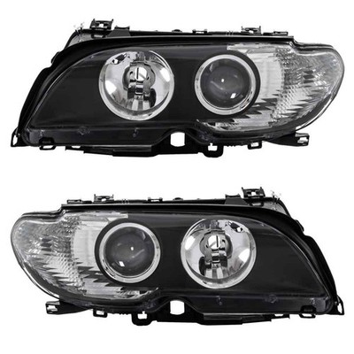 Scheinwerfer Set links rechts mit LWR Stellmotor H7 schwarz für BMW 3er E46