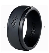 Rinfit Silicone Rings Men Size 10 - 2 Rings - 1 Black & 1 Gray