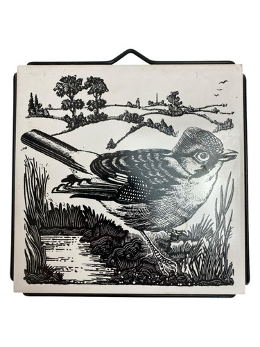 Collectible H&R Johnson Square Tile Bird Illustration Antique - Picture 1 of 4