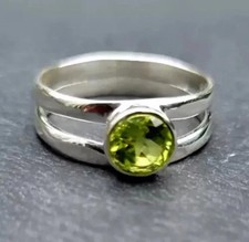 Peridot Gemstone Ring 925 Sterling Silver Statement Handmade Ring All Size C458