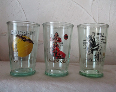 3 x  Bacardi Glas Gläser Limited Edition 150 Years Bacard von 2012