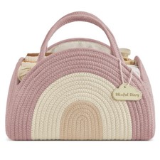 Blissful Diary Baby Diaper Caddy Organizer Cotton Rope Diaper Caddy Basket Large