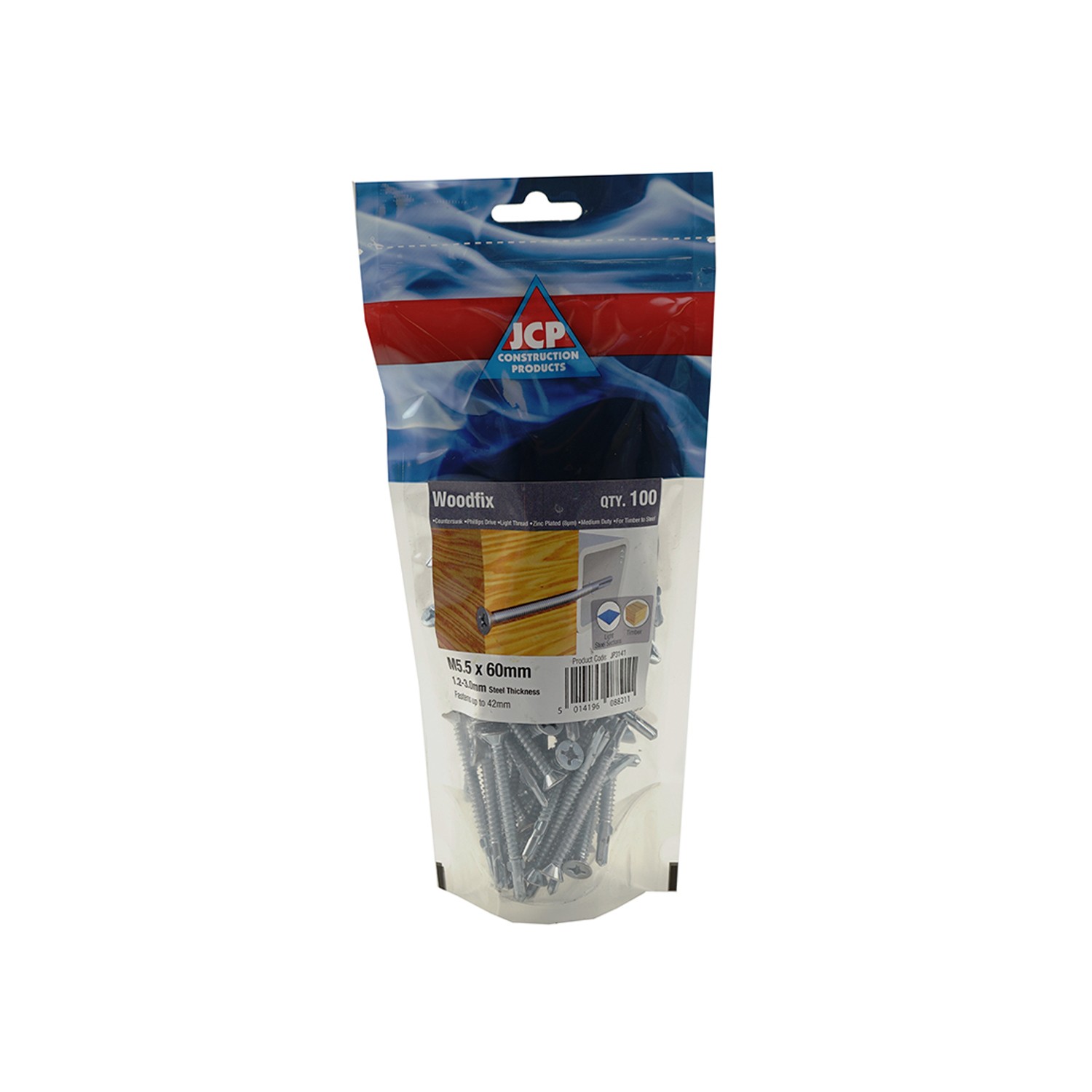 Jcp Fixings Woodfix Self-Drilling Screws 5.5 x 60mm - FJPOWFL55060 - Box of 500