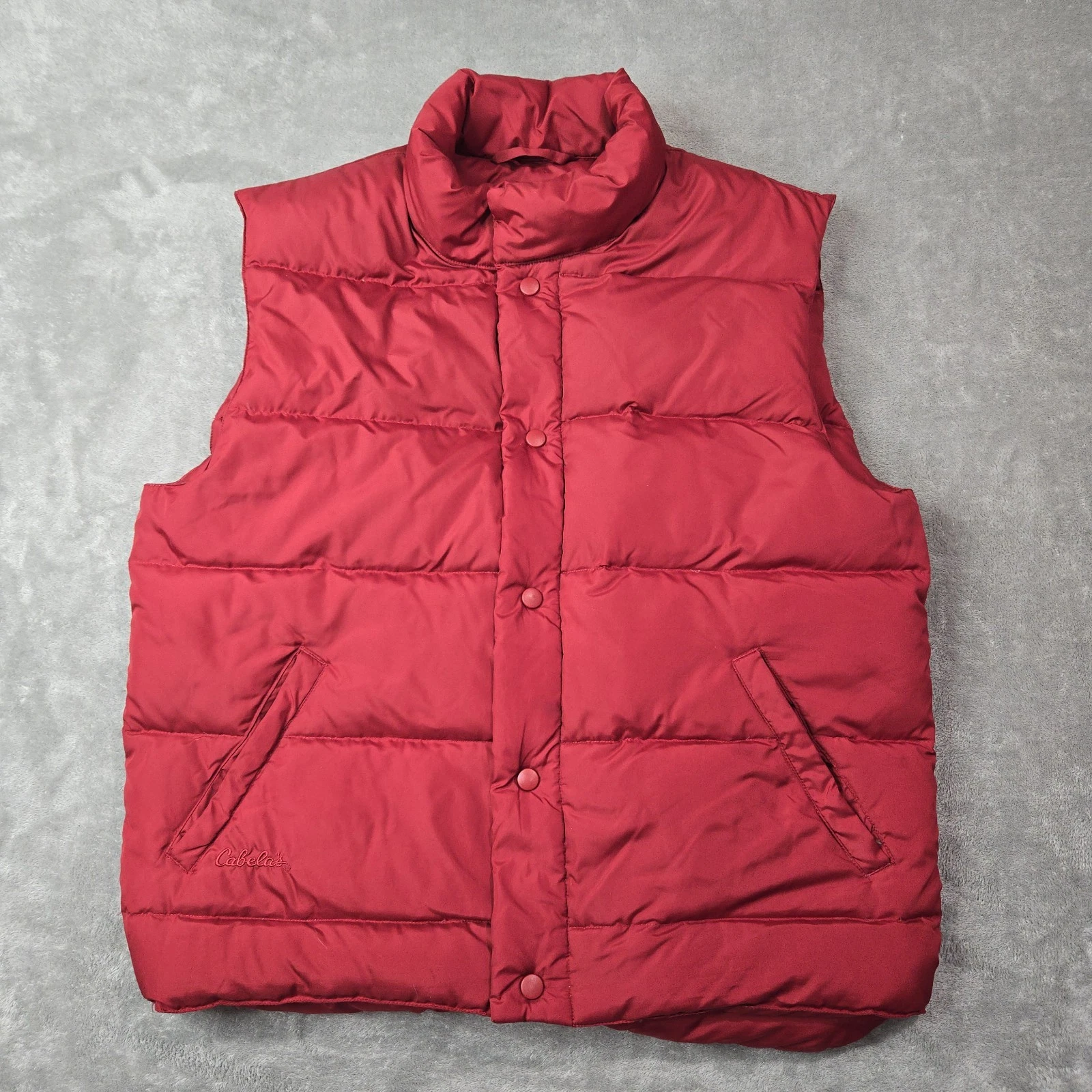 Cabela's Premier Northern Goose Down Puffer Vest Mens Medium Red *Flaws