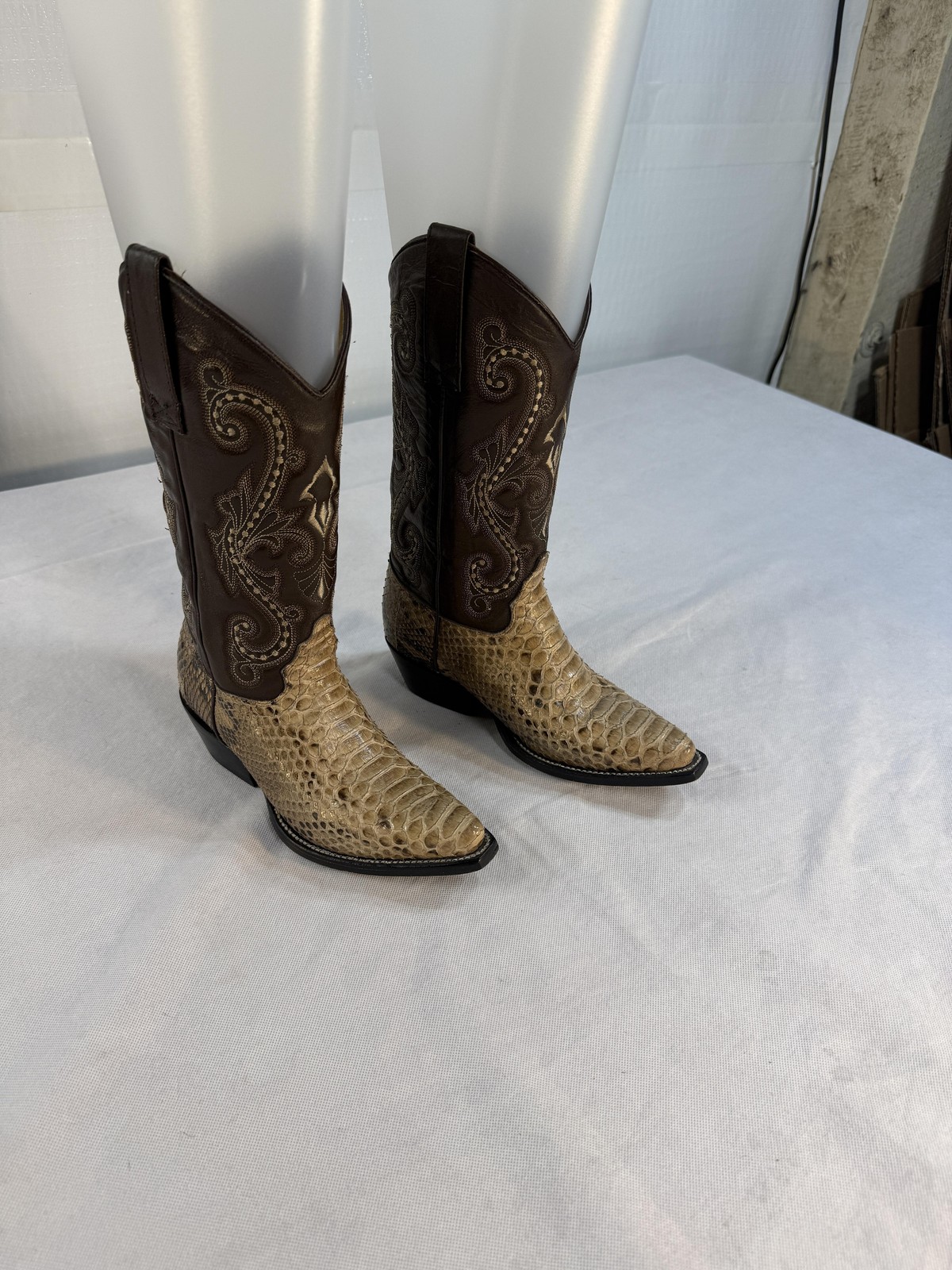 Python Cowboy Boots Womens Size 6 Brown Leather W… - image 2
