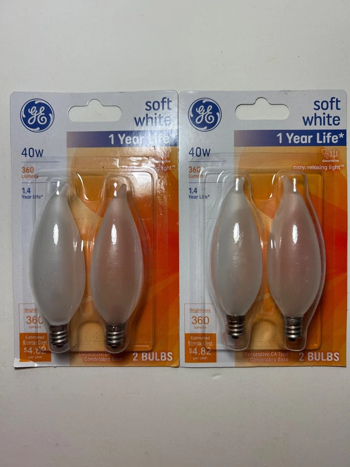 8 GE Lighting Soft White 40w Candelabra Decorative Cozy Light Bulbs E12 Base - Image 4 of 4