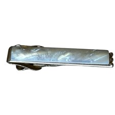 Vintage Swank Mother Of Pearl Tie Bar Gold Tone Mens Tie Clip Mid Century