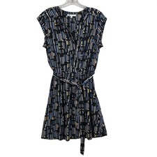 DR2 by Daniel Rainn Womens Geometric Abstract Shirt Dress Blue Black Small S