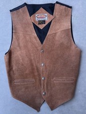 Vintage Exclusive Paragraff Vest Size Large Brown Leather Western Rayon Lining