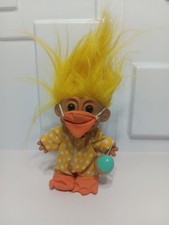Vintage Russ Berrie Troll Doll 5 Easter Duck Costume Yellow Hair Egg Polka Dots