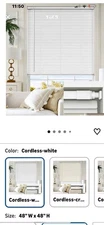 NEW IN BOX 1" White Vinyl Mini Cordless Blinds; 48" W x 48" H