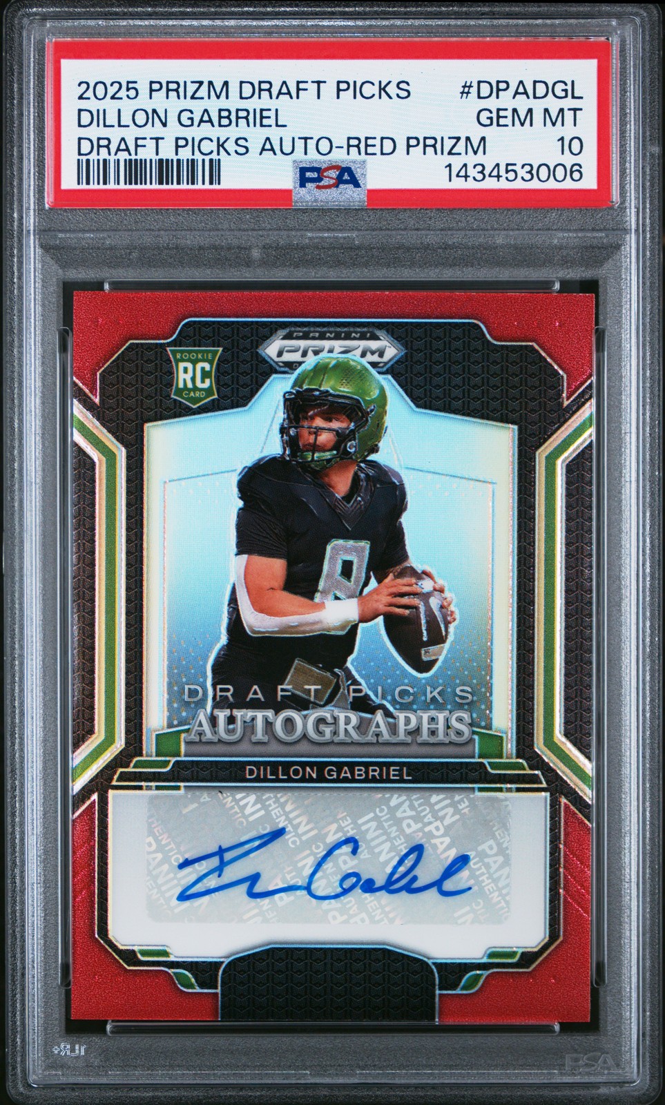 Dillon Gabriel Panini Prizm Draft Picks Draft Picks Autographs #DPADGL Red Prizm