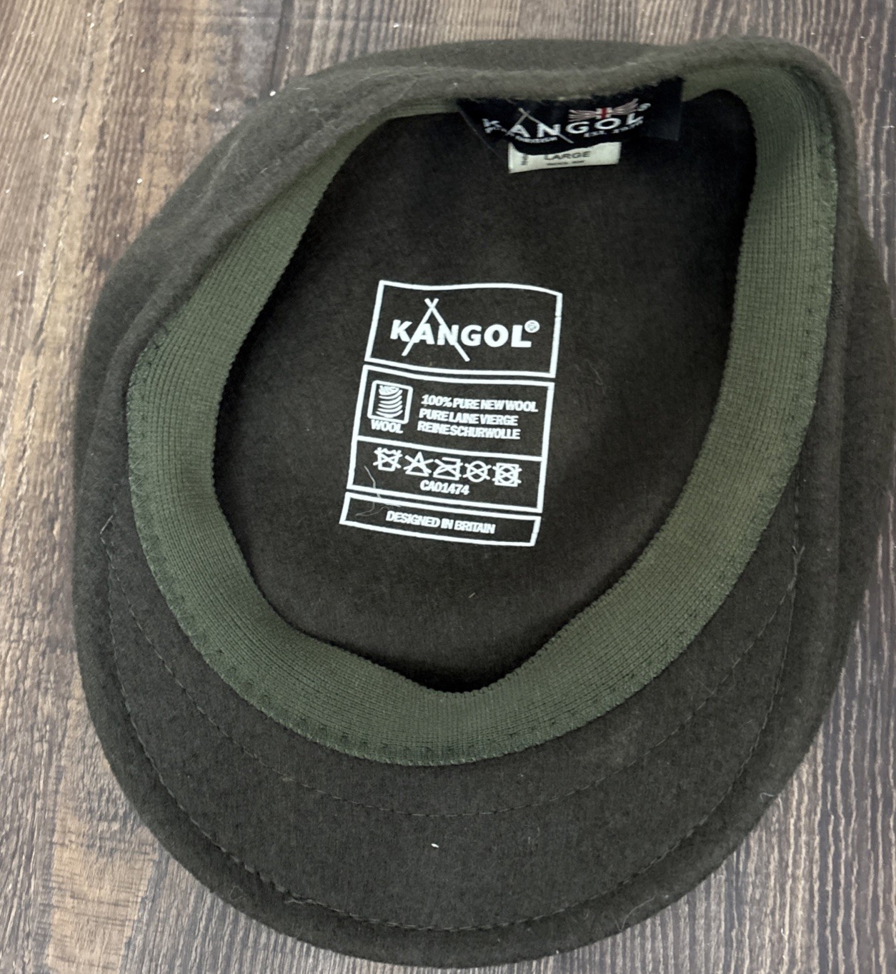 Vintage Kangol Wool Beret Hat Olive Green L  Cabbie image 6
