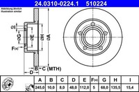 2X ATE Bremsscheibe 24.0310-0224.1 FüR Audi VW
