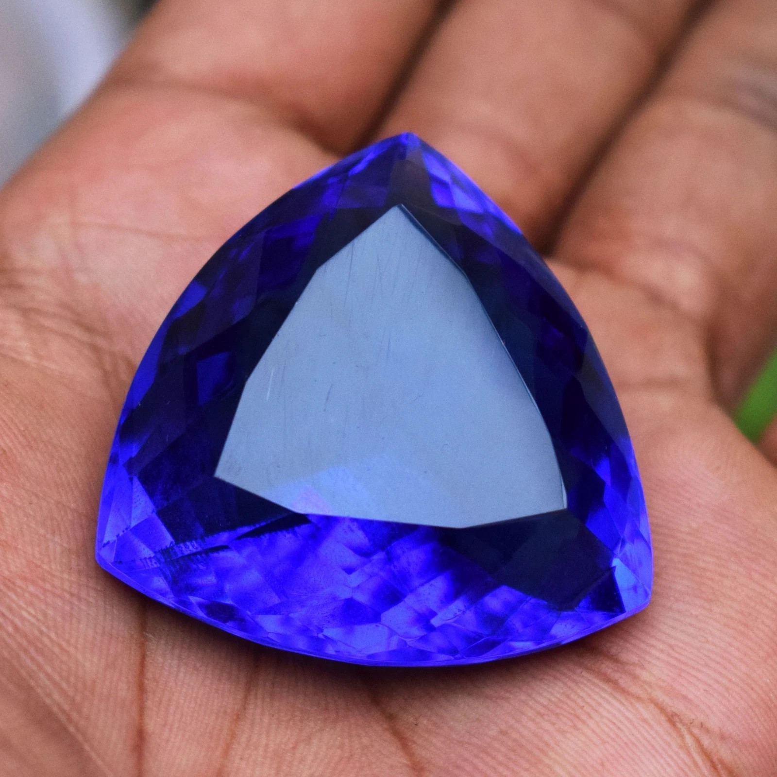 176 Ct Flawless Dark Blue Topaz Trillion Cut Certified Loose Gemstone