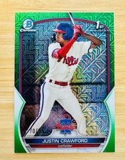2023 Bowman Chrome Justin Crawford 1st Bowman Green Mojo # /99 Phillies