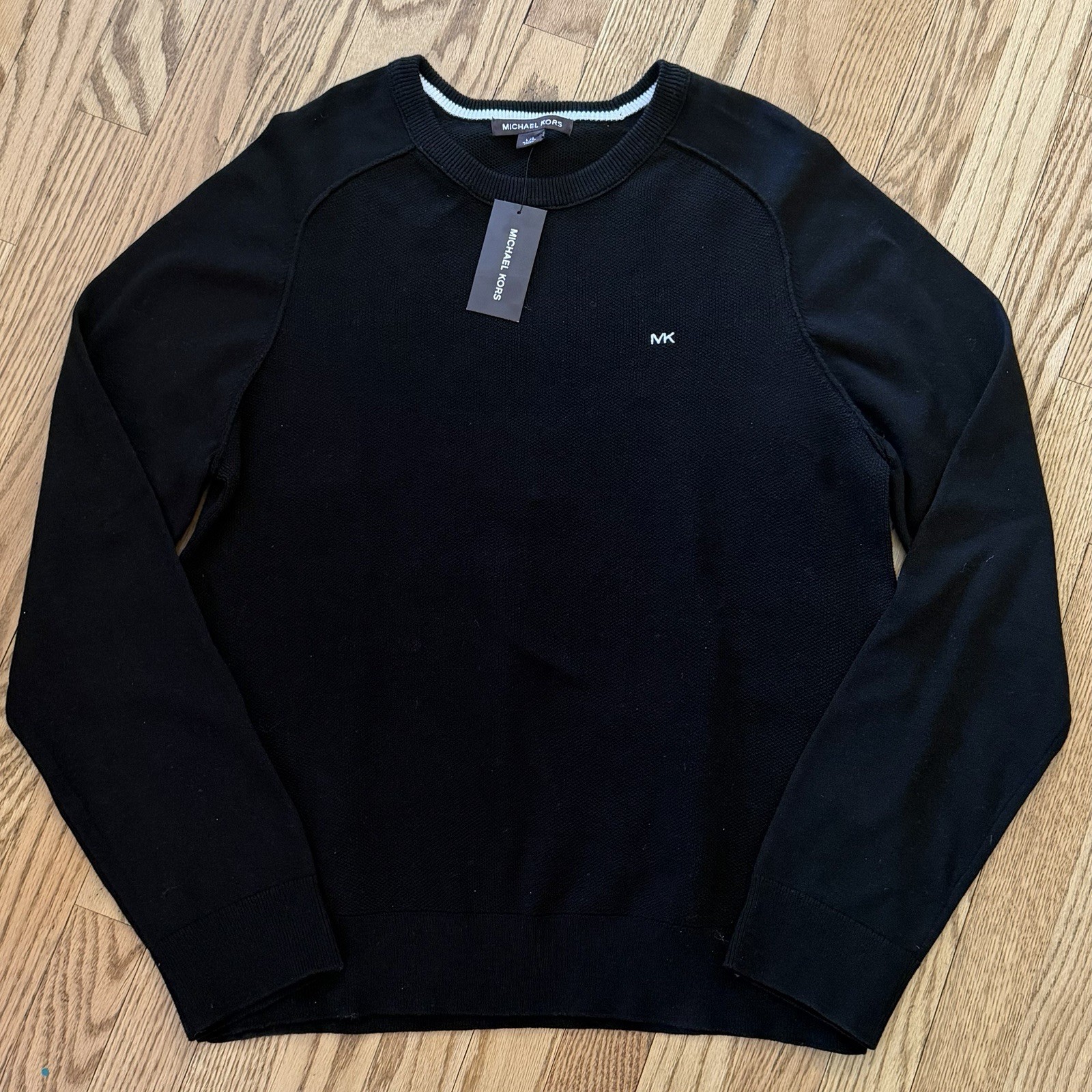 Michael Kors Men’s Black Cotton Crewneck Sweater Large Minimalist Capsule New