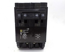 SQUARE D HOMT215240CP HOMELINE 1-15A & 1-40A 2-POLE QUAD TANDEM CIRCUIT BREAKER