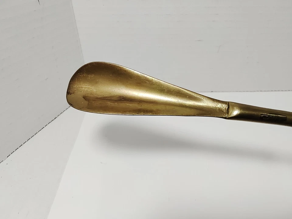 Rascador trasero y cuerno de zapato vintage de latón macizo mango largo 22" de largo x 1,75" Foto 3 de 4
