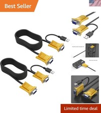 2-in-1 USB VGA KVM Cable for USB KVM Switch VGA 16ft 2pakcs