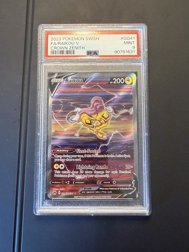 PSA 9 Raikou V GG41/GG70 Pokemon Crown Zenith Full Art Holo Graded Card