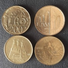 MONETE--REPUBBLICA SAN MARINO--200 LIRE 1987/92/93/94--LOTTO N. 4 MONETE--MB--