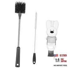 3 Pack Stainless Steel Bottle Brushes - Long Handle Water Bottle Scrub