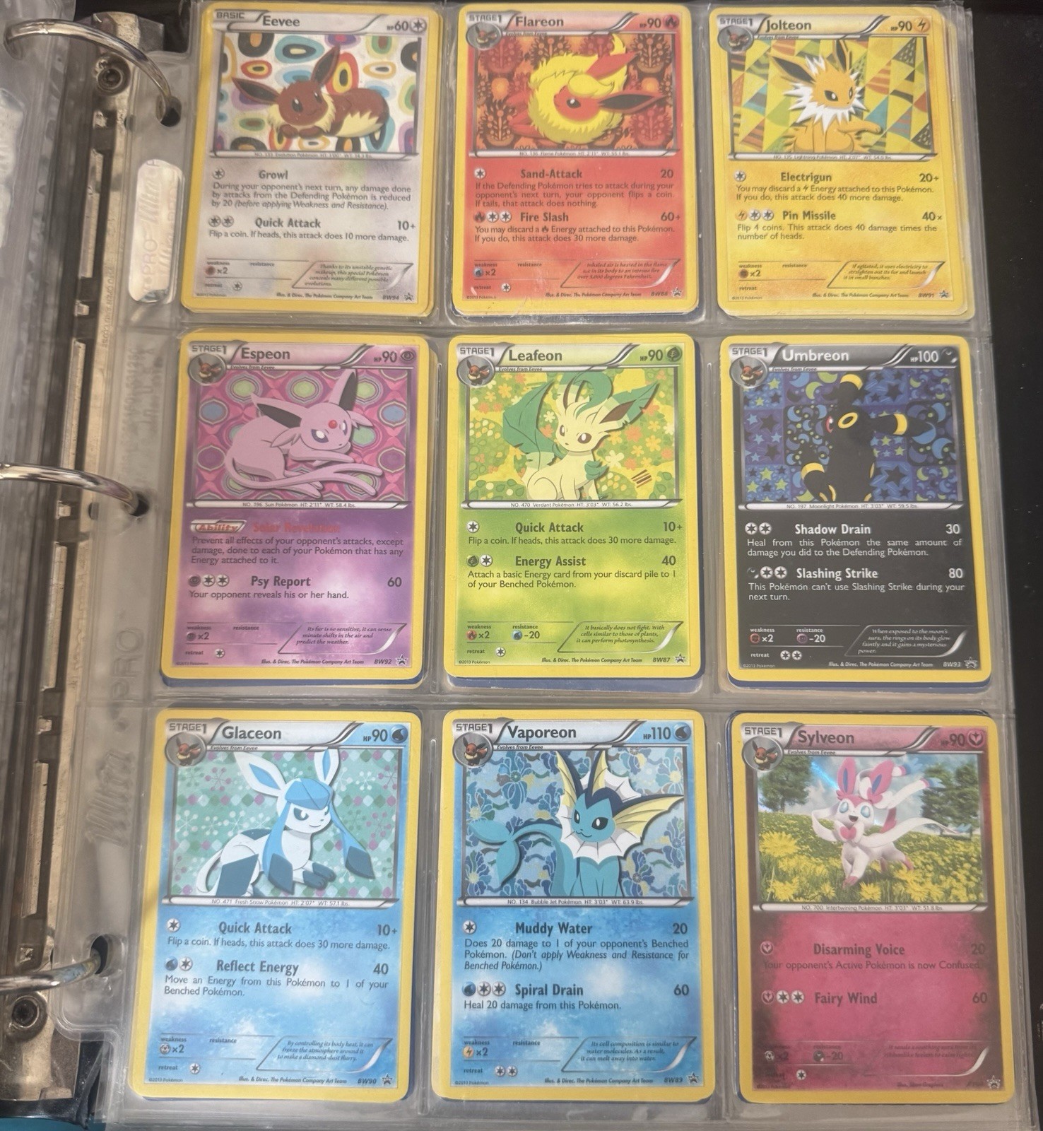 Pokémon Full Eeveelution Set Black & White Promo BW87 - BW94 Holo + Sylveon